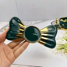 1 Conjunto Taza De Café Y Platillo De Cerámica Impresa Con Mariposas Con Diseño Hecho A Mano Y Revestimiento Dorado Electrolítico, Elegante Conjunto De Tazas De Té Y Café Con Capacidad Para 110ml En Color Verde Oscuro - Verde Oscuro - Ver 10