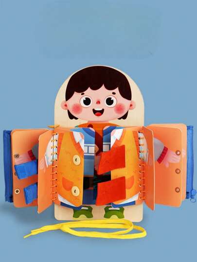 Busy Board Puzzle Toy To Learn Life Skills For Children Ages 3 And Up, With Zipper,Button And Shoe LaceSchool, Student,Stationery,School Supplies