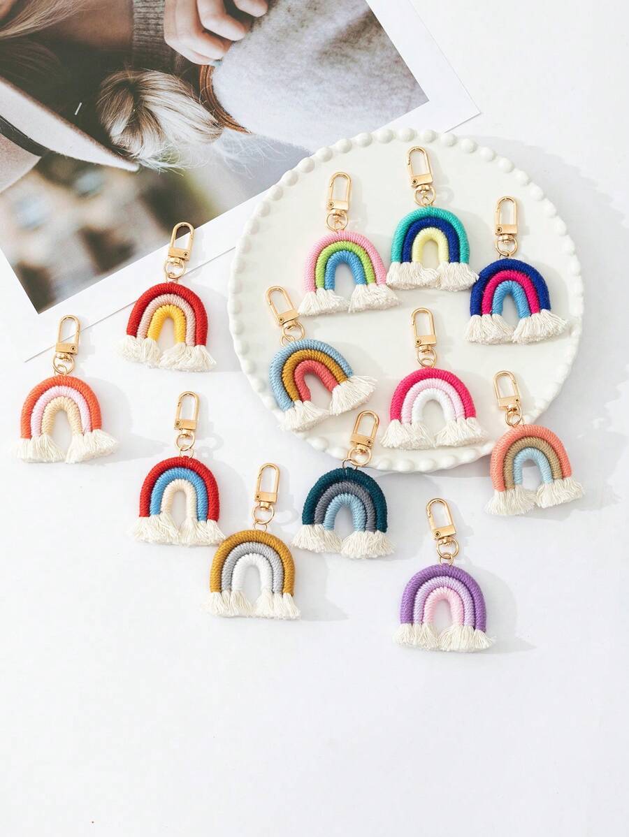 Bộ 12 chiếc/Bộ Móc khóa túi nhỏ cầu vồng cho phụ kiện túi xách của phụ nữ Quà tặng vui nhộn Quà tặng vui nhộn Móc khóa túi nhiều màu Phụ kiện xe hơi Móc khóa móc chìa khóa dễ thương - Nhiều màu - Xem 1