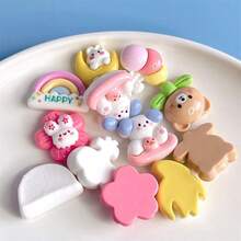 10 phụ kiện trang trí hoa cầu vồng bằng nhựa nhiều màu sắc cho các dự án tự làm - Hoa tai, Phụ kiện tóc, Văn phòng phẩm, Ốp điện thoại, Móc chìa khóa, Bùa Clogs rỗng, Nam châm, Miếng dán trang sức - Bao gồm keo dán hai mặt - Nhiều màu - Xem 7