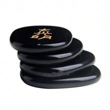 4 Peças De Pedra Obsidiana Gravada Pedras De Chakra Pedra De Palma Equilíbrio Reiki
