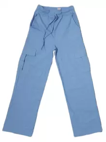 Pantalones cargo largos informales para mujer con detalle de lazo y tejido ligeramente elástico ma1121 - Azul - Ver 3