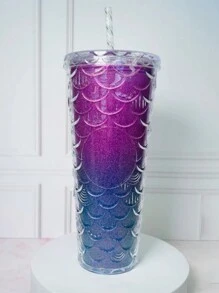 Glass With Straw Mermaid Tail Design With Glitter Different Models Alazar Design - Multicolor - View 1
