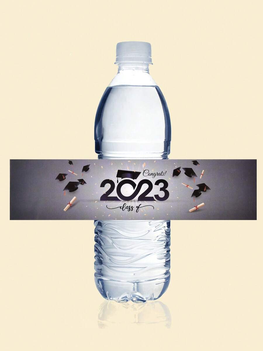 1 bộ 10 cái Lớp học Của 2024 Tốt nghiệp Buổi tiệc Hình dán Đối với Nước Chai , Món quà , - Màu Xám nhạt - Xem 1
