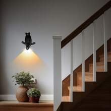 1pc Black Cute Sea Lion Shaped Induction Lamp, Rechargeable