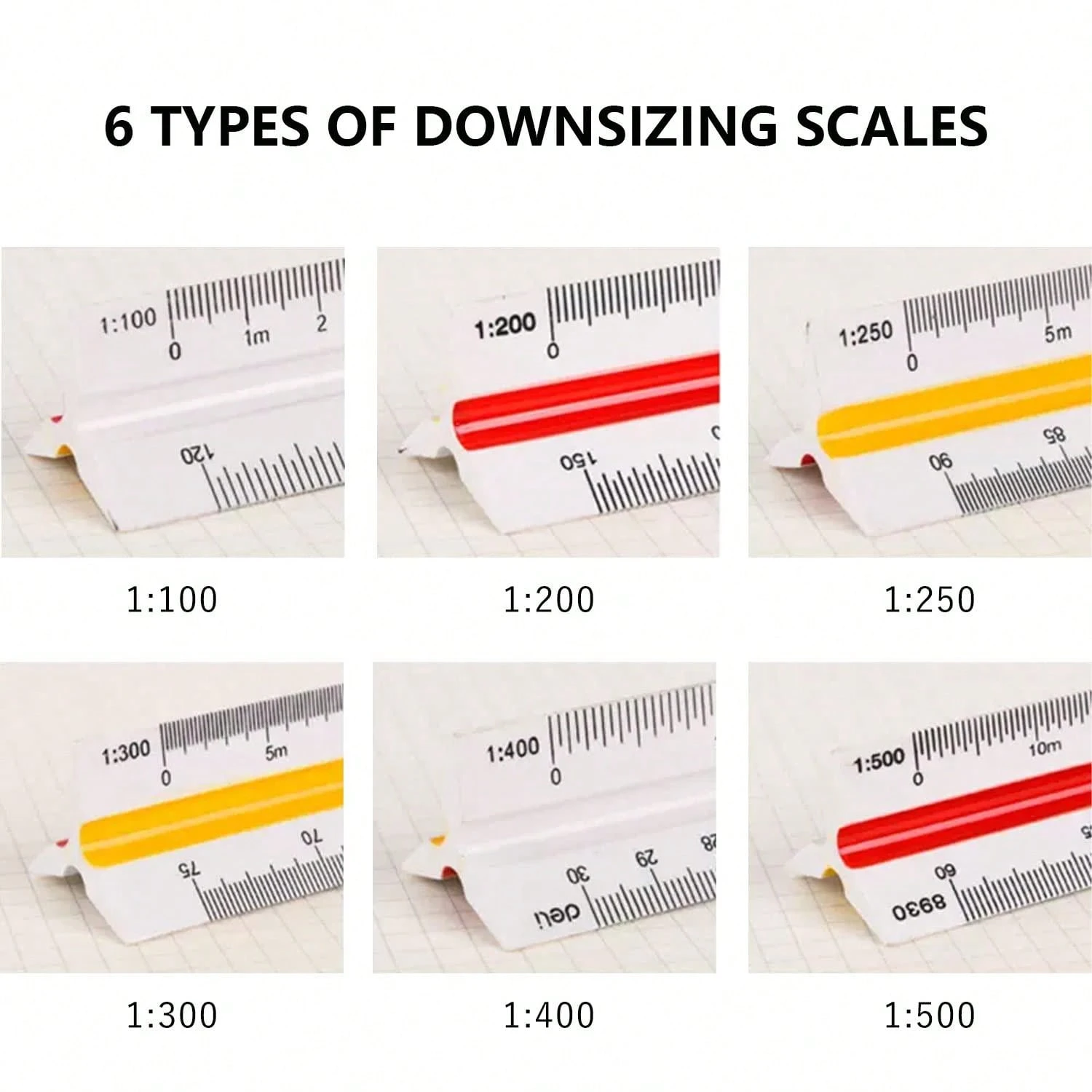 1PC White Center Line Yellow Architectural Scale Ruler Aluminum ...