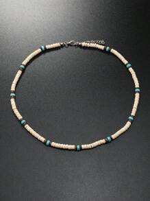 Bohemian Style Coconut Shell & Wooden Bead Surfer Necklace For Men, Summer - White - View 1