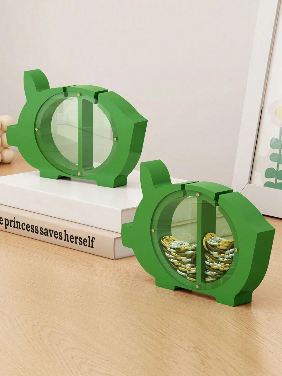 1pc Green Personalized Pig Shaped Money Box Desktop Decoration - Green - View 1
