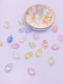 30入組亞克力樹脂金色壓花荷花瓣形配件,可用於髮夾,項鍊和手鍊的diy製作 - 彩色 - 查看 5