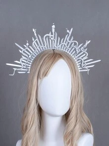 HOWAWAY 1pc Handmade Medusa Snake Exaggerated Hair Hoop, Suitable For Party And Carnival Costume - Silver - View 3