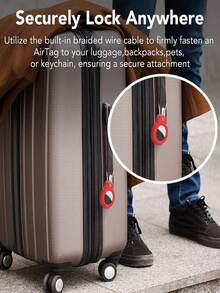 1pc Apple Airtag Protective Case, Airtag Lock Box With Keychain, Keyring, Keychain Pendant - White - View 4