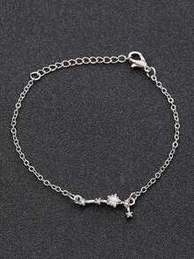 1 Piece Retro Silver Color Bling CZ Zirconia Crystal Zodiac Sign Chain Bracelet For Women Gift - Multicolor - View 6