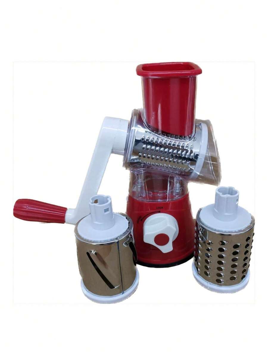 Picadora de Verduras, Cortador de Verduras Multifuncional, Corte en Bruto, Corte , Corte en Rodajas, Juego de Cortador de Verduras para Zanahoria, Patata, Nueces, Fruta y Ensalada - Rojo - Ver 1