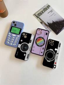 Funny 4pcs/Set New Style Thickened Straight Edge Anti-Fall Phone Case With Cartoon Print, Compatible With Iphone, Compatible With Samsung, Compatible With Huawei, Compatible With Xiaomi,International Version, Not The Domestic Version - Multicolor - View 2