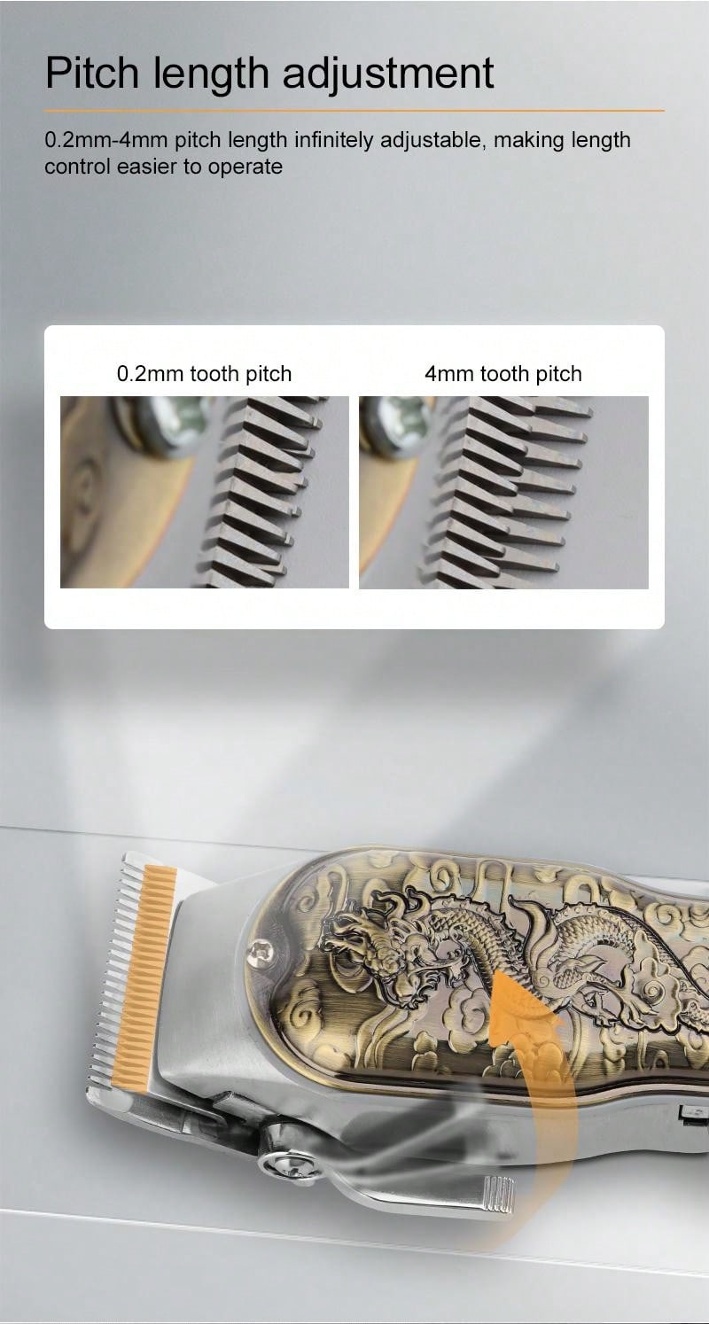 New Pure Metal Vintage Hair Clipper, Usb Rechargeable Electric Hair