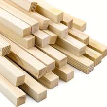 15pcs/pack 0.5*0.5inch Pine Wood Sticks Square Dowel Rods For Diy Handcraft Model Material - Natural color of logs - View 1