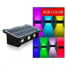 Solar Led Wall Light, Outdoor Waterproof Patio Landscape Villa Led Wall Light, No Punch Wiring Solar Wall Light, Outdoor Balcony Garden Porch Waterproof Wall Light, Up And Down Luminous - Black - View 3