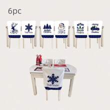 6pcs Blue Christmas Chair Cover - Blue - View 1