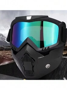 European And American Style Outdoor Cycling Mask Windproof And Anti-Fog Goggles For Off-Road Motorcycle, Helmet Protective Goggles, Anti-Wind Sports Eyewear For Summer Beach Vacation,Outdoor,Travel - Blue - View 2