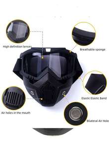 European And American Style Outdoor Cycling Mask Windproof And Anti-Fog Goggles For Off-Road Motorcycle, Helmet Protective Goggles, Anti-Wind Sports Eyewear For Summer Beach Vacation,Outdoor,Travel - Blue - View 5