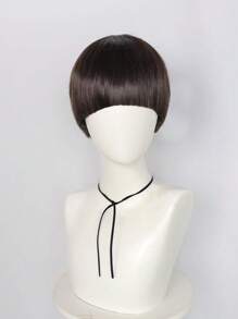 男士短款角色扮演假发，无胶耐热假发，直发，绿松石色，带刘海，高密度合成纤维假发，学校万圣节感恩节圣诞节服装配饰