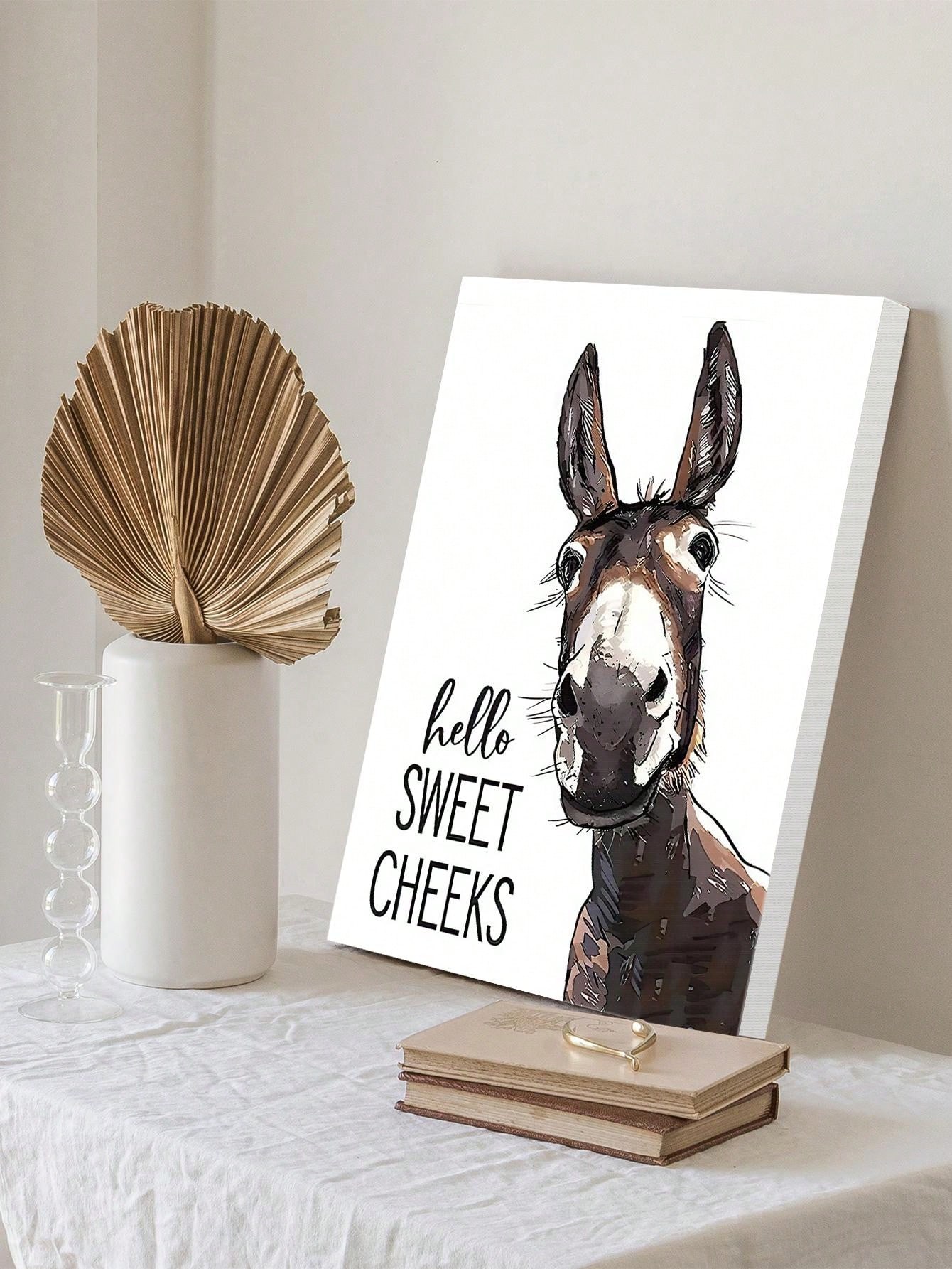 1 Pc Funny Canvas Wall Art Poster Cartoon Donkey Sweet Cheek Print Wall