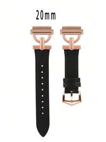20mm/22mm金屬D形扣黑色皮革手錶帶，快速釋放表帶，適用於Samsung Galaxy Watch 6/5/4 Active2 40mm 44mm/Watch 6 Classic 43mm 47mm/Watch 5 Pro 45mm/Watch 4 42mm 46mm/Watch 3 41mm手錶