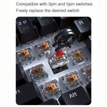 Ajazz Ak692 69鍵遊戲機械鍵槃無線三模辦公電競專用打字棕色開關白色(白光) - 白色 - 查看 6