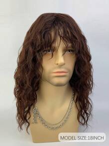 Joyluck Tóc giả dài màu nâu xoăn có mái, tóc giả tổng hợp dành cho nam, thích hợp cho các buổi tiệc nhạc rock, hóa trang và nhập vai. - Rỉ Nâu - Xem 3