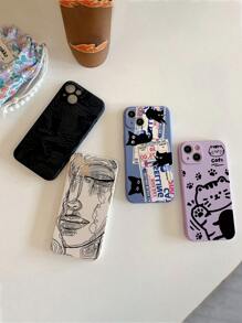 4 件裝新款卡通圖案直邊防震加厚手機殼兼容 Iphone、三星、華為、小米 - 彩色 - 查看 3