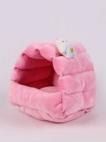1 件套倉鼠溫暖窩床,帶金熊設計,適合冬季,小寵物窩 - 粉色 - 查看 4