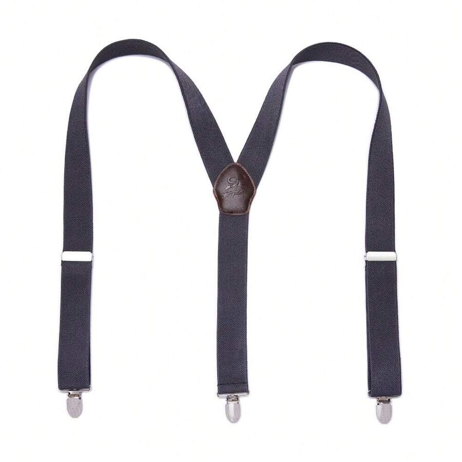 1pc Solid Color Adjustable Suspender For Men, Suitable For Daily Wear - Dark Grey - View 1