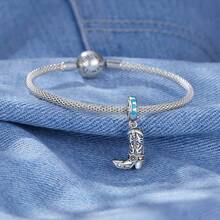 WOSTU 1 件西部牛仔系列 925 純銀牛仔帽吊墜和復古皮帶珠適合 Diy 原創手鍊吊墜禮品製作