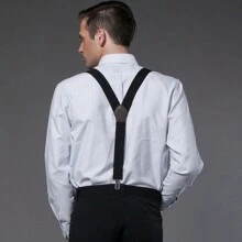 1pc Solid Color Adjustable Suspenders For Men, Suitable For Daily Wear - Black - View 8