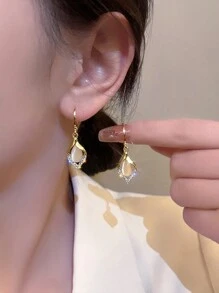 2入組日韓新款耳環，天使的淚光奢華耳環、優雅的水滴貓眼復古耳環及耳飾優雅的皇家風格 - 金色 - 查看 1