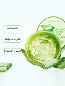 Crema de Aloes: Aloe Vera Soothing & Moisture Gel 92% para Cara y Cuerpo - Crema Corporal Hidratante y Calmante - Aloe Vera Natural - Crema Para La Piel - Cuidado Piel Nutritivo y Regenerador - Verde - Ver 6