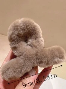 4 件装女士时尚温柔兔子蓬松防滑纯色中号发爪和发夹（黑色和白色）适合日常和服装搭配使用可爱，兔耳朵发夹发夹发夹发夹发夹，爪夹秋冬发饰女士度假装扮女士 - 彩色 - 查看 3