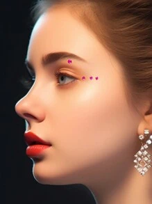 Tiebeauty 2 sheets Rose Red  Self Adhesive Acrylic Rhinestones Face Gems Sticker  Pink On Body Jewels Eyeliener Makeup Bling Sticker 312PCS - Multicolor - View 2