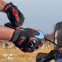 紅色手套摩托車保護裝備觸控屏升級版摩托車手套 - 紅色 - 查看 3