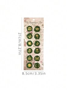 1個復古火漆封條貼紙信封邀請卡裝飾口袋材料 - 綠色 - 查看 7