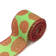 1pc 5 Yards Christmas Wired Ribbon Red And Lime Green Christmas Wrapping Ribbon Swirl Fabric Ribbons Xmas Decorative Ribbons For DIY Crafts Tree Decorations - Mint Green - View 1