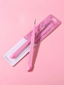 klimonla 1个多功能双头美甲镊子，带硅胶按压棒，可用于夹取水钻和美甲贴纸，孔雀图案直夹，硅胶手柄，美甲用品，美甲工具，美甲艺术工具，返校季，美甲，美甲工具（适用于按压式美甲贴片） - 粉色 - 查看 5
