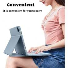 Touchpad鍵盤保護套適用於ipad 10.2英寸第9代2021 /第8代2020 /第7代2019,ipad Pro 10.5英寸2017 / Ipad Air 2019第3代10.5英寸,帶有圓形按鍵可拆卸式觸控板鍵盤和筆帽座 - 軍綠色 - 查看 2