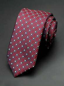 1pc Men's 6cm Width Red Circle Pattern Casual Necktie For Wedding/Party Work Men Necktie - Multicolor - View 1