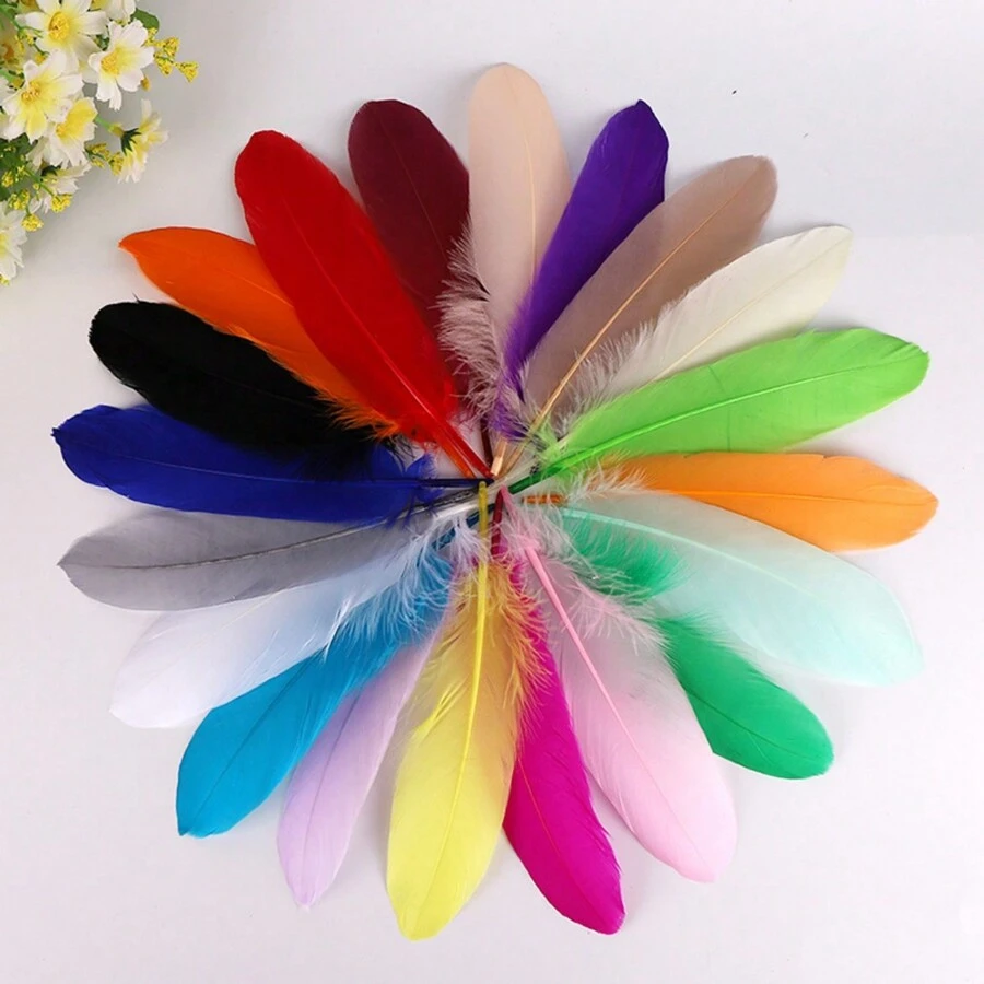 (50pcs/pack) 10-20cm Goose Feathers, Hard Large Fluffy Feathers, Diy Decorative Material, In Stock - Pink - View 1