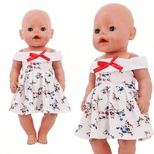 1件花卉圖案衣服適用於18英寸玩偶 - 白色 - 查看 2