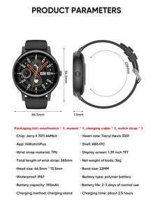 1 Pieza Smartwatch S88 Negro Pantalla De 1.39 Pulgadas, Función De Llamada, Varios Modos Deportivos Y Monitor De Frecuencia Cardíaca - Negro - Ver 8