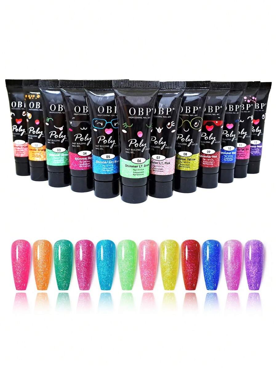 OBP 12 Pieces Poligel Nail For Basic Nail Decoration 15/30ml-1 - Purple - View 1