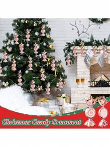 6 Stück Bonbon-beschichtete Weihnachtsornamente, Weihnachtsparty Dekorationen, Weihnachtsbaum Dekor, Neujahr 2025 Heim Dekoration