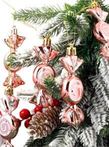 6 Stück Bonbon-beschichtete Weihnachtsornamente, Weihnachtsparty Dekorationen, Weihnachtsbaum Dekor, Neujahr 2025 Heim Dekoration